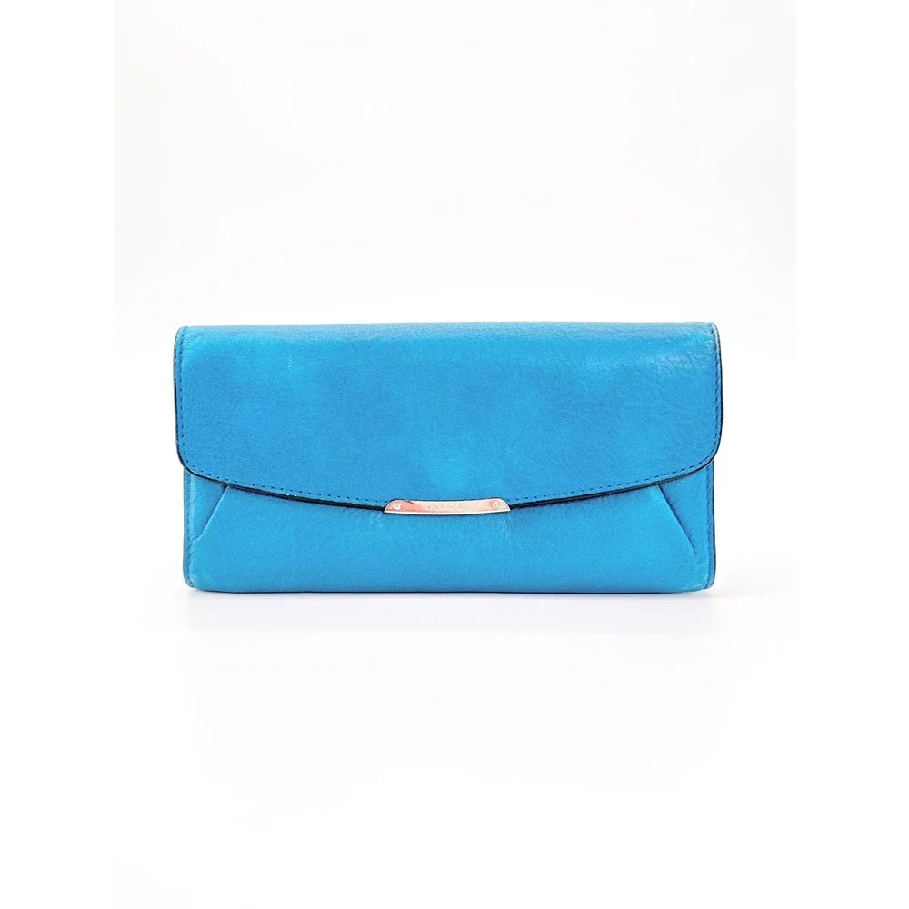 Coach Madison Slim Envelope Wallet Teal Dark Plume Leather Silver Hardware